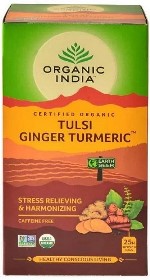 Аюрведический напиток Тулси Имбирь Куркума (Tulsi Ginger Turmeric) Organic India 25 пак